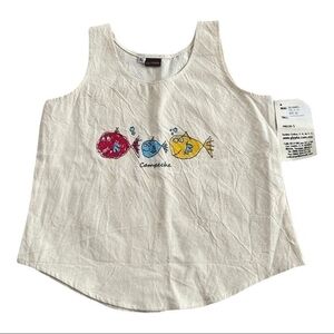 Little Blessings Girls Tank Top Size XL Beige Cream Fish Animal Print Cotton NWT